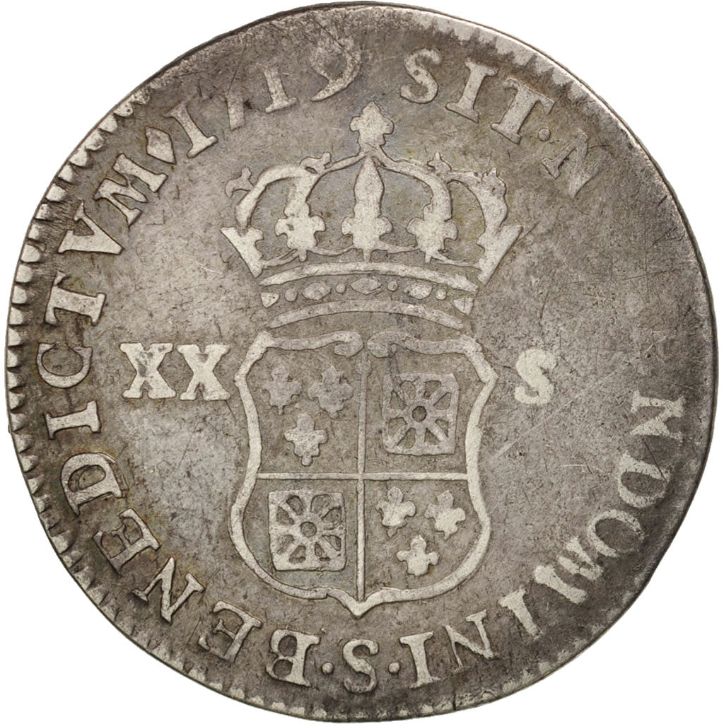 France, Louis XV, 1/6 Écu (XX – S) de France-Navarre, 1719 Reims, KM 440.18