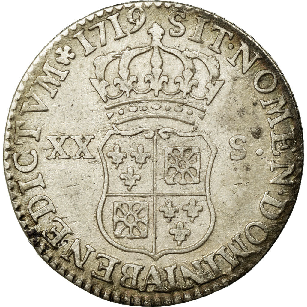 Moneta, Francja, Louis XV, 1/6 Écu (XX – S) de France-Navarre, 20 Sols, 1/6