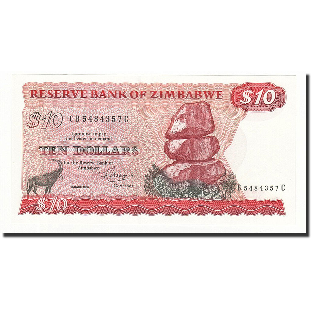Banknot, Zimbabwe, 10 Dollars, 1983, KM:3d, UNC(65-70)