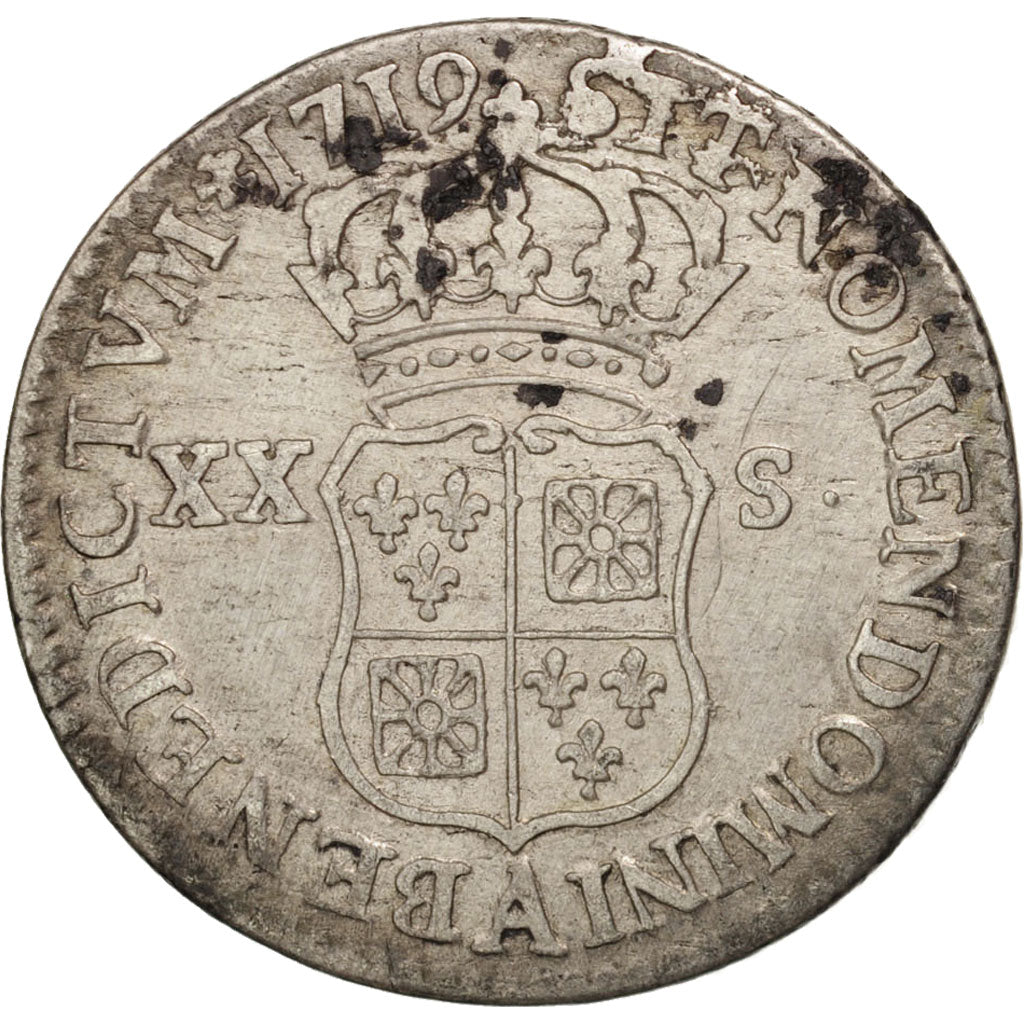 France, Louis XV, 1/6 Écu (XX – S) de France-Navarre, 1719, Paris, KM 440.1