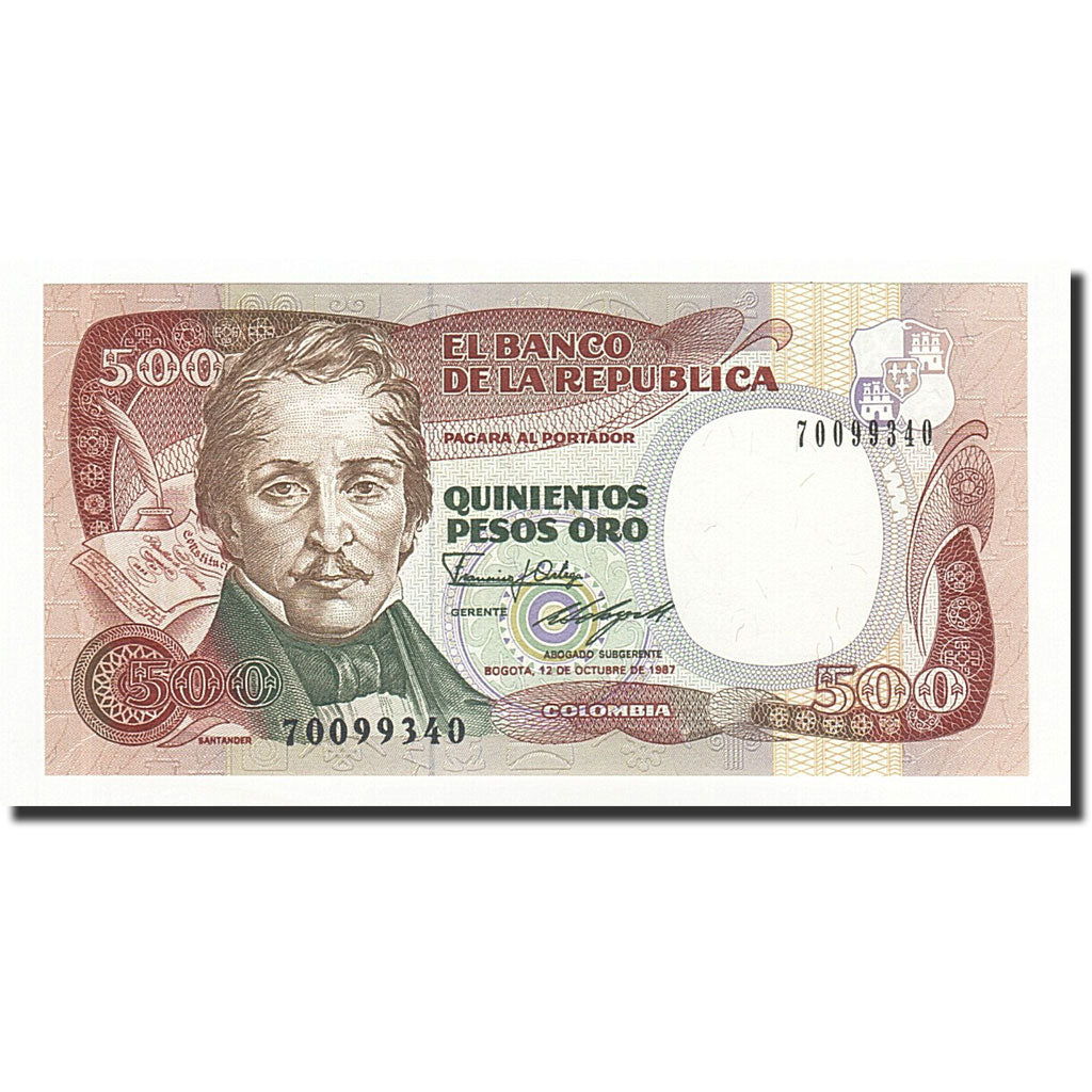 Banknote, Colombia, 500 Pesos Oro, 1987-10-12, KM:431A, UNC(65-70)