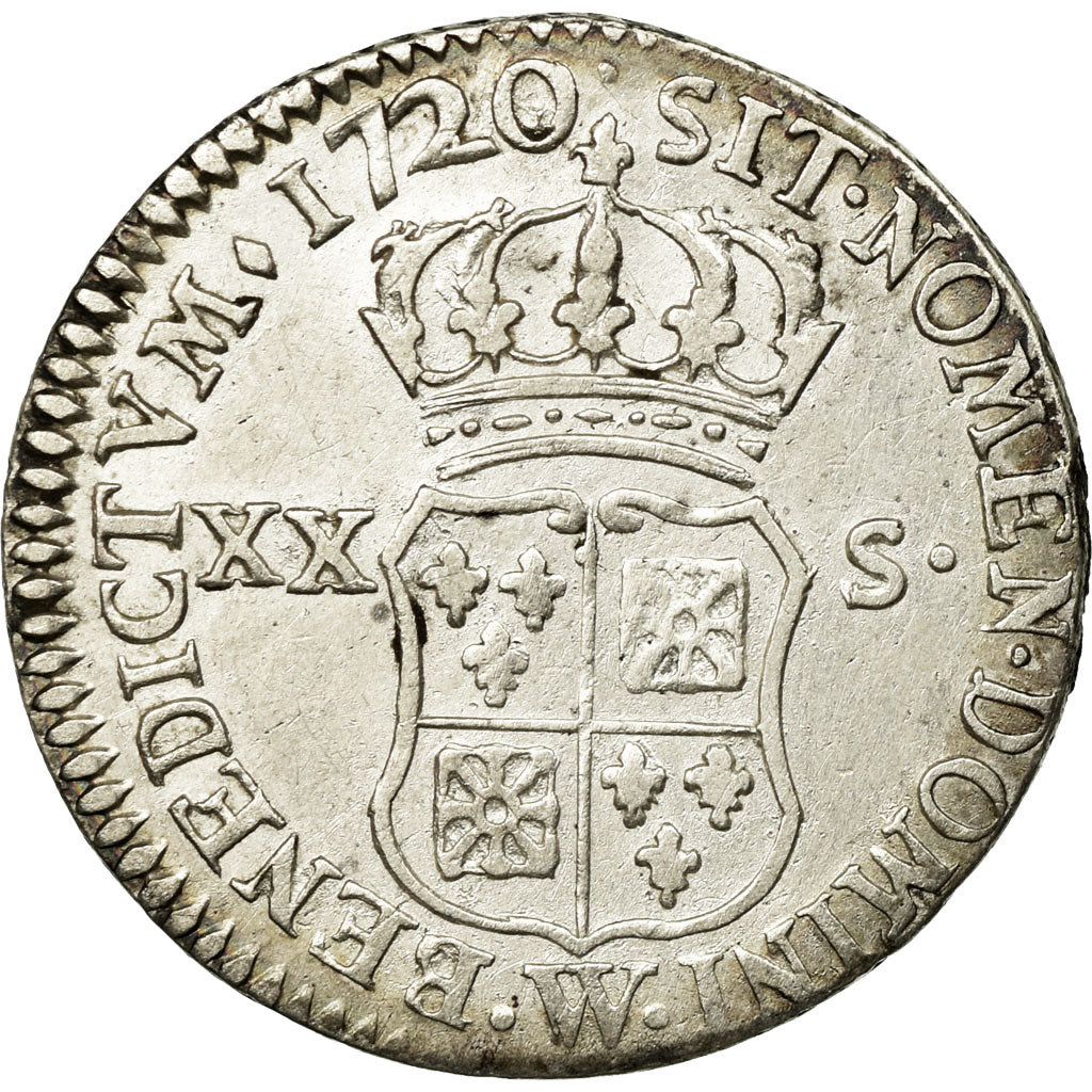 Munten, Frankrijk, Louis XV, 1/6 Écu (XX – S) de France-Navarre, 20 Sols, 1/6