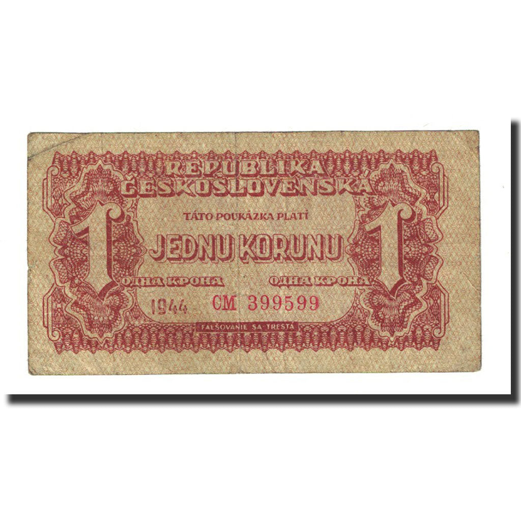 Banknote, Czechoslovakia, 1 Koruna, 1944, KM:45a, VF(30-35)