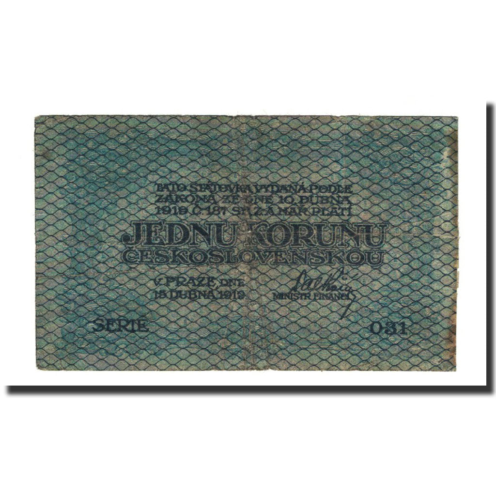 Banknote, Czechoslovakia, 1 Koruna, 1919-04-15, KM:6a, VG(8-10)