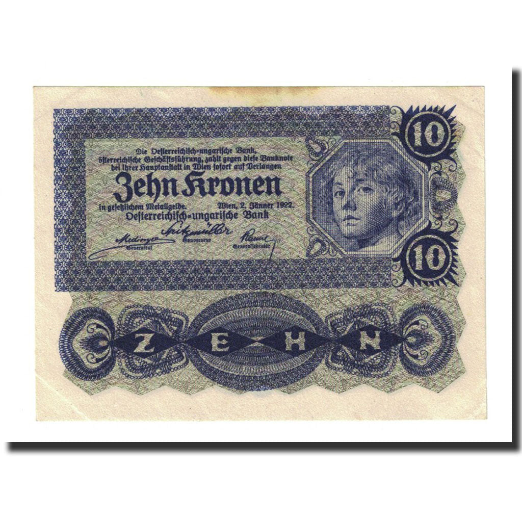 Banknot, Austria, 10 Kronen, 1922-01-02, KM:75, AU(55-58)