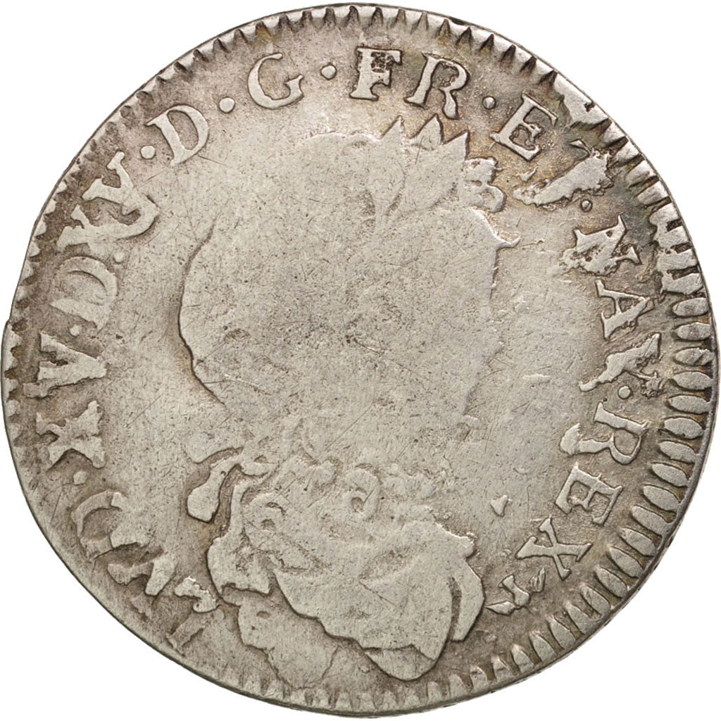 France, Louis XV, 1/6 Ecu De France, Dijon, F(12-15), Silver, Gadoury:297
