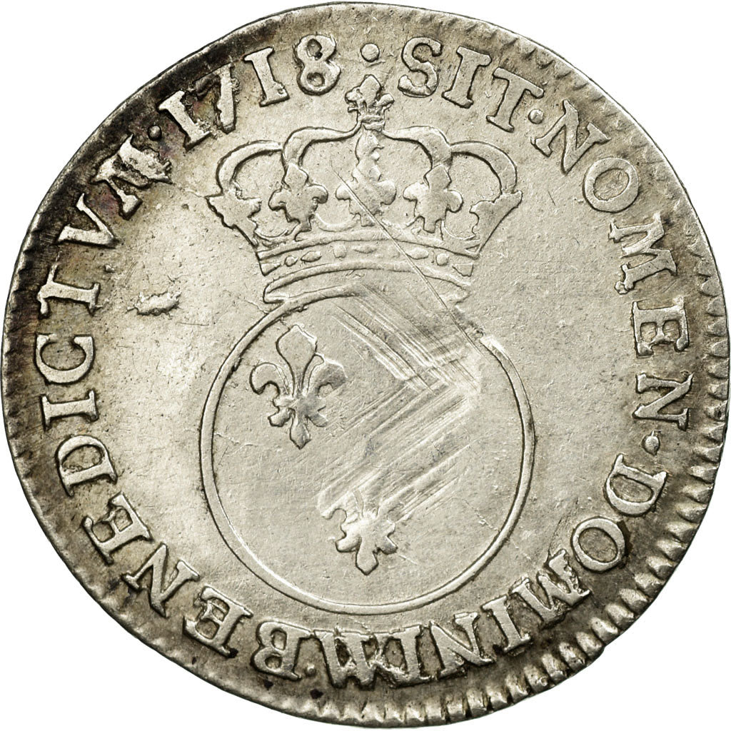 Monnaie, France, Louis XV, 1/10 Écu Vertugadin, 12 Sols, 1/10 ECU, 1718, Lille