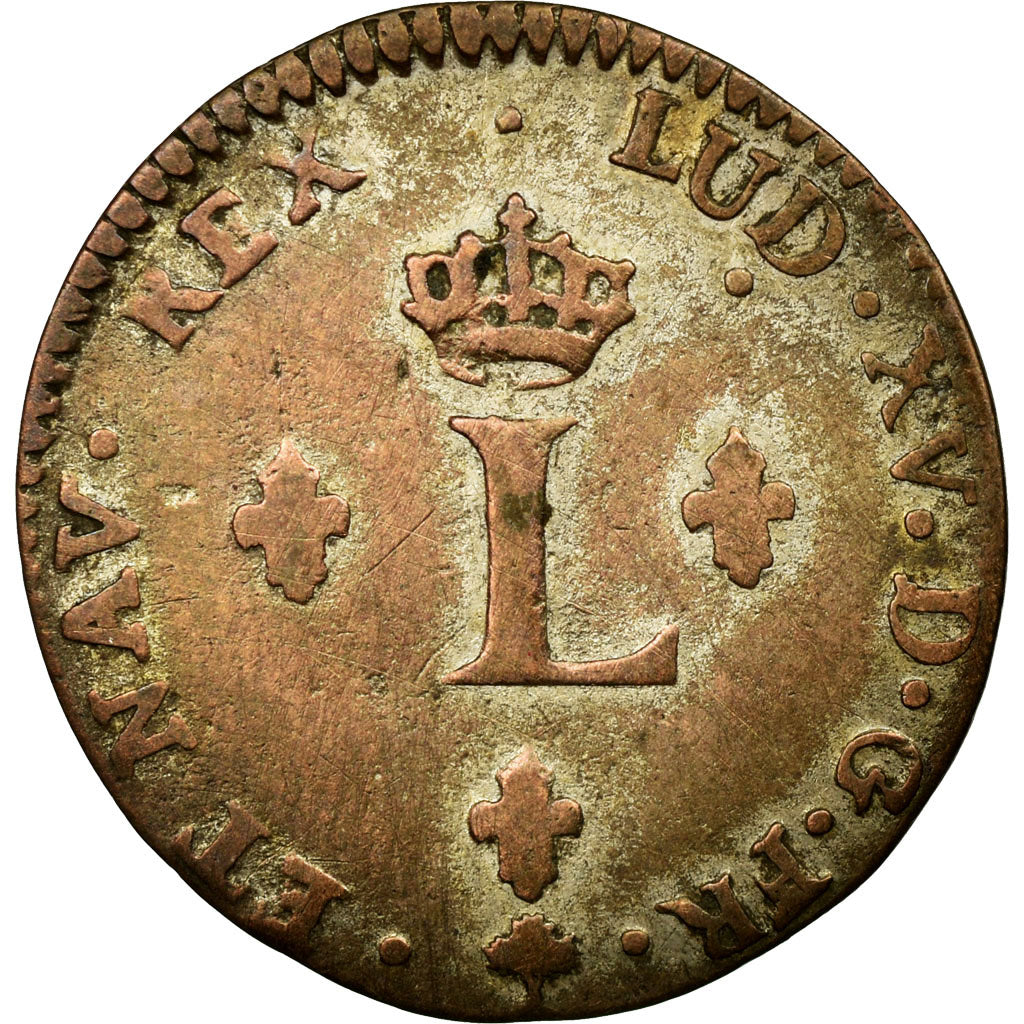 Monnaie, France, Louis XV, Double sol (2 sous) en billon, 2 Sols, 1764, Paris