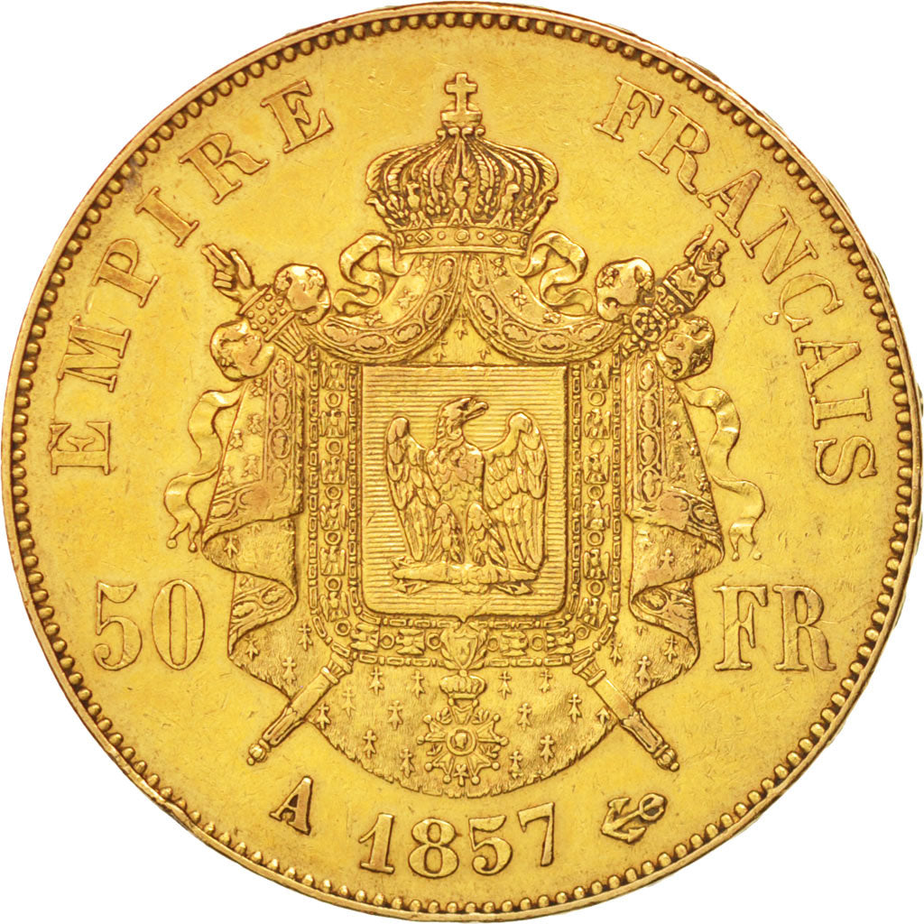 Frankreich, Napoleon III, 50 Francs, 1857, Paris, EF(40-45), Gold, KM 785.1