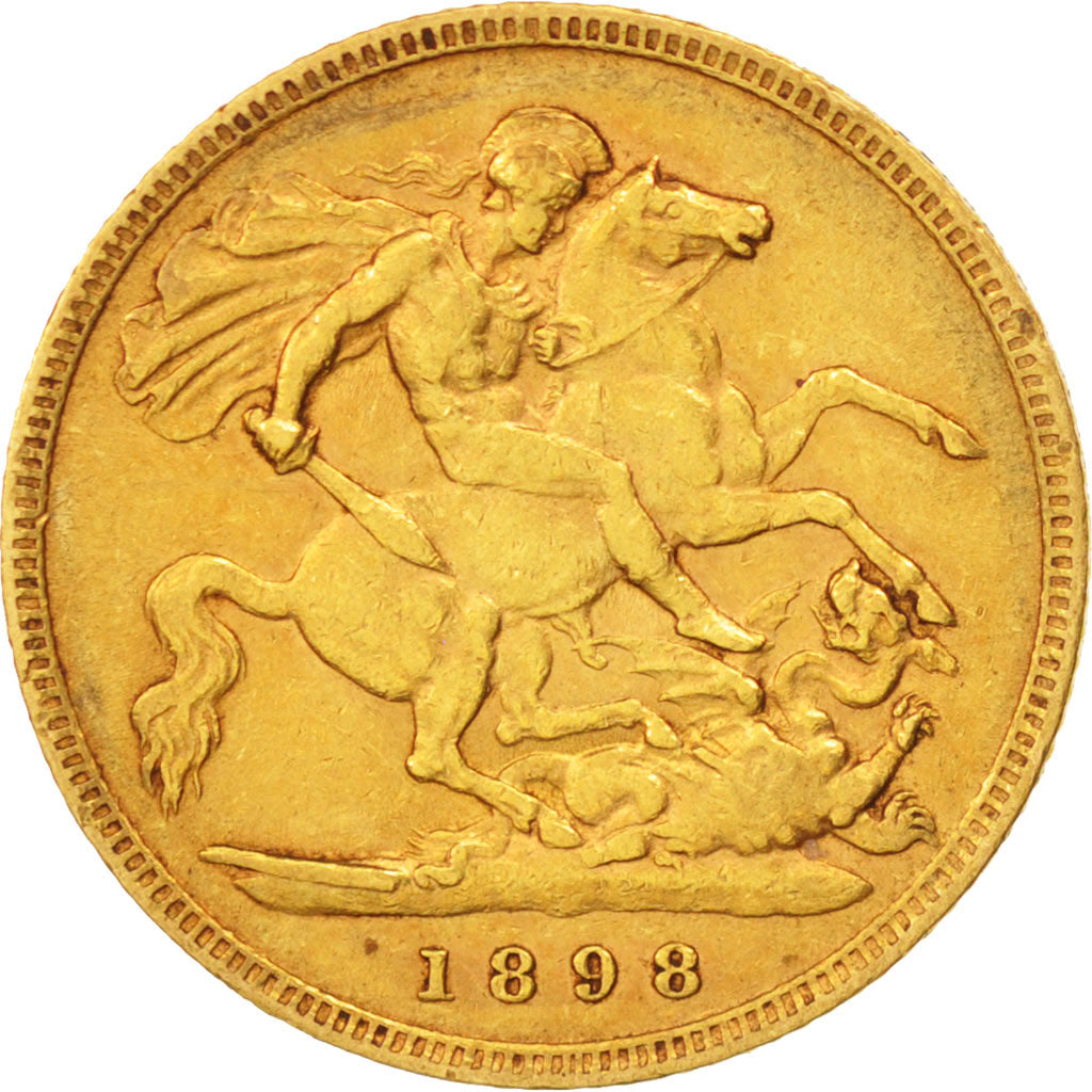 Great Britain, Victoria, 1/2 Sovereign, 1898, VF(30-35), Gold, KM:784