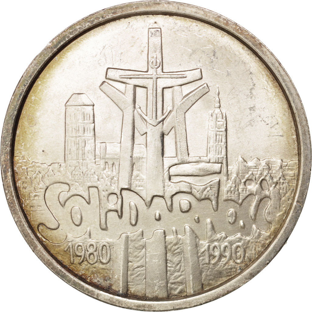 Poland, 100000 Zlotych, 1990, AU(55-58), Silver, KM:196.1
