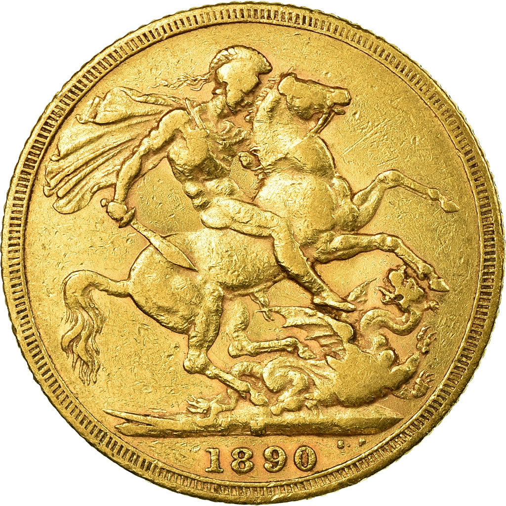 Coin, Australia, Victoria, Sovereign, 1890, Melbourne, EF(40-45), Gold, KM:10