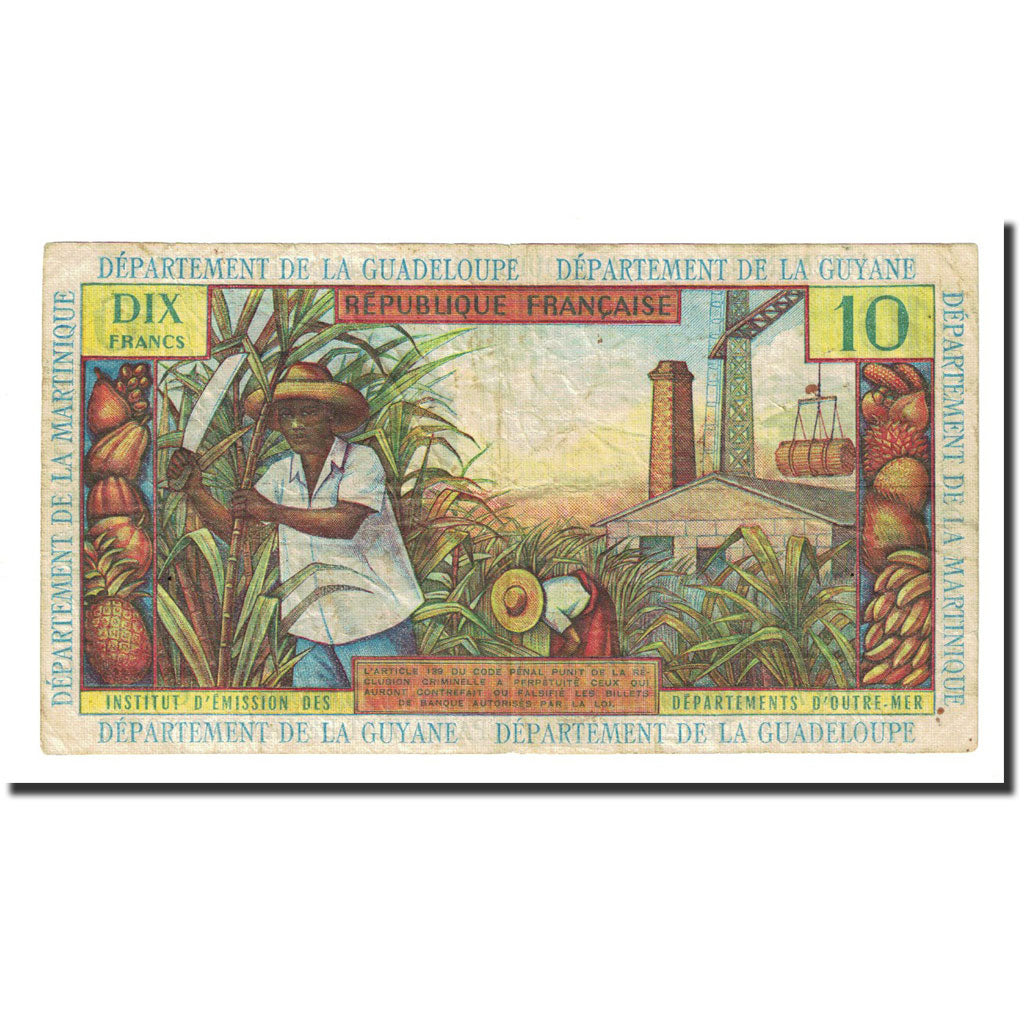 Billet, French Antilles, 10 Francs, Undated (1964), KM:8b, TB+