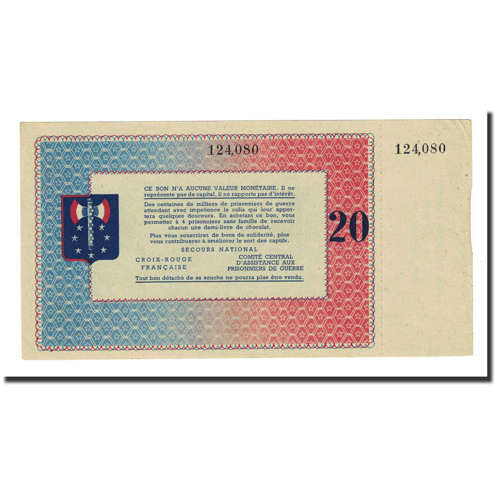 20 Francs, Undated, France, UNC(63), Secours National
