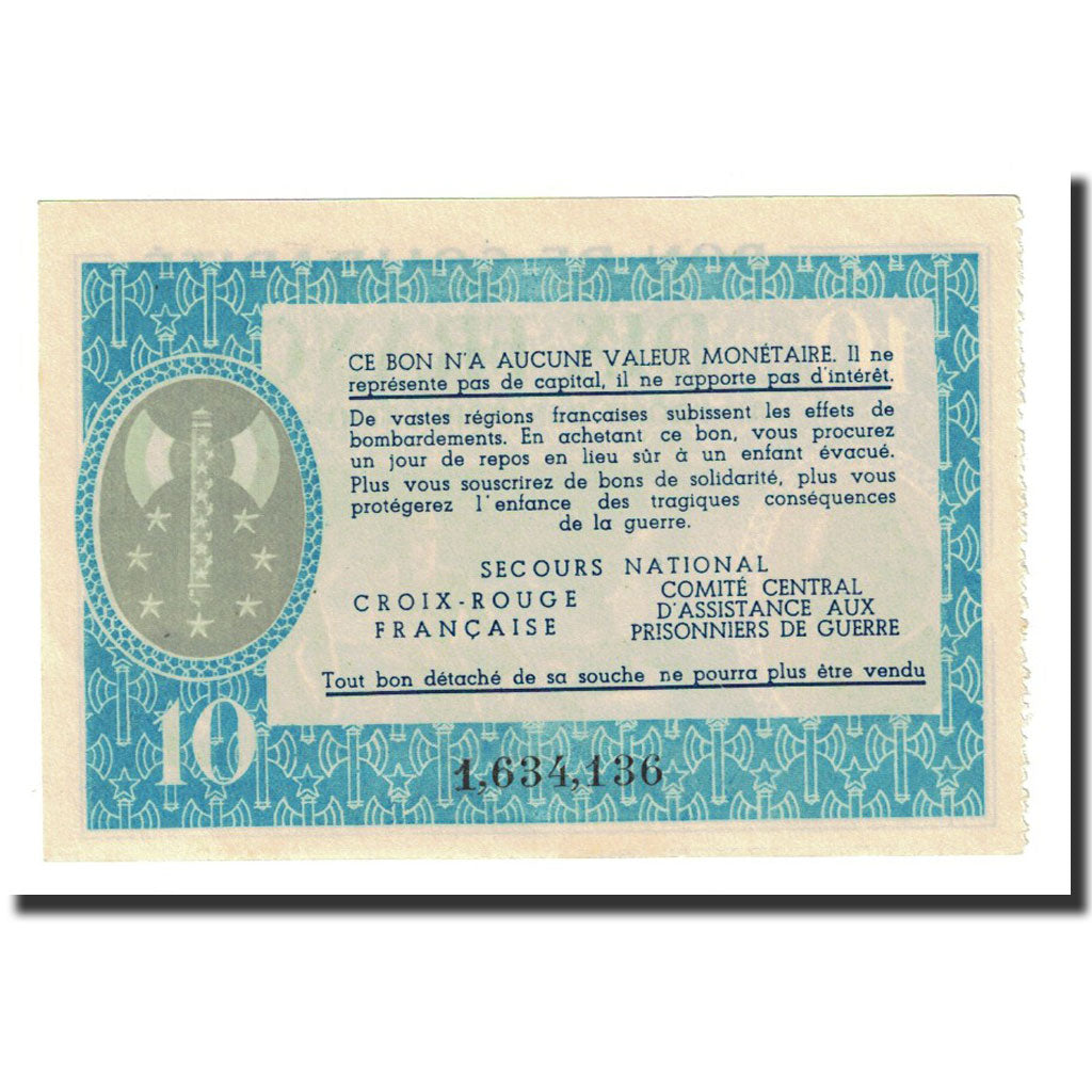10 Francs, Undated, Francia, UNC, Secours National