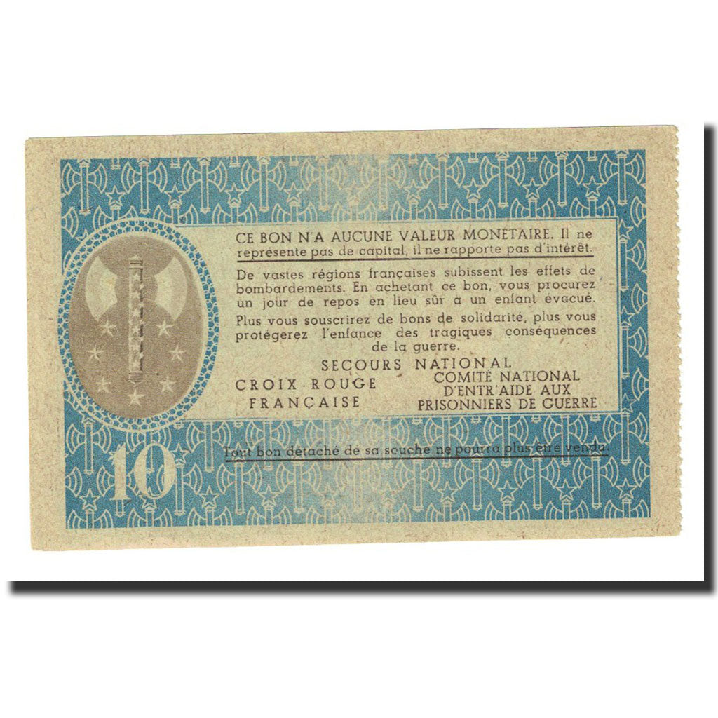 France, Secours National, 10 Francs, Undated, SPL