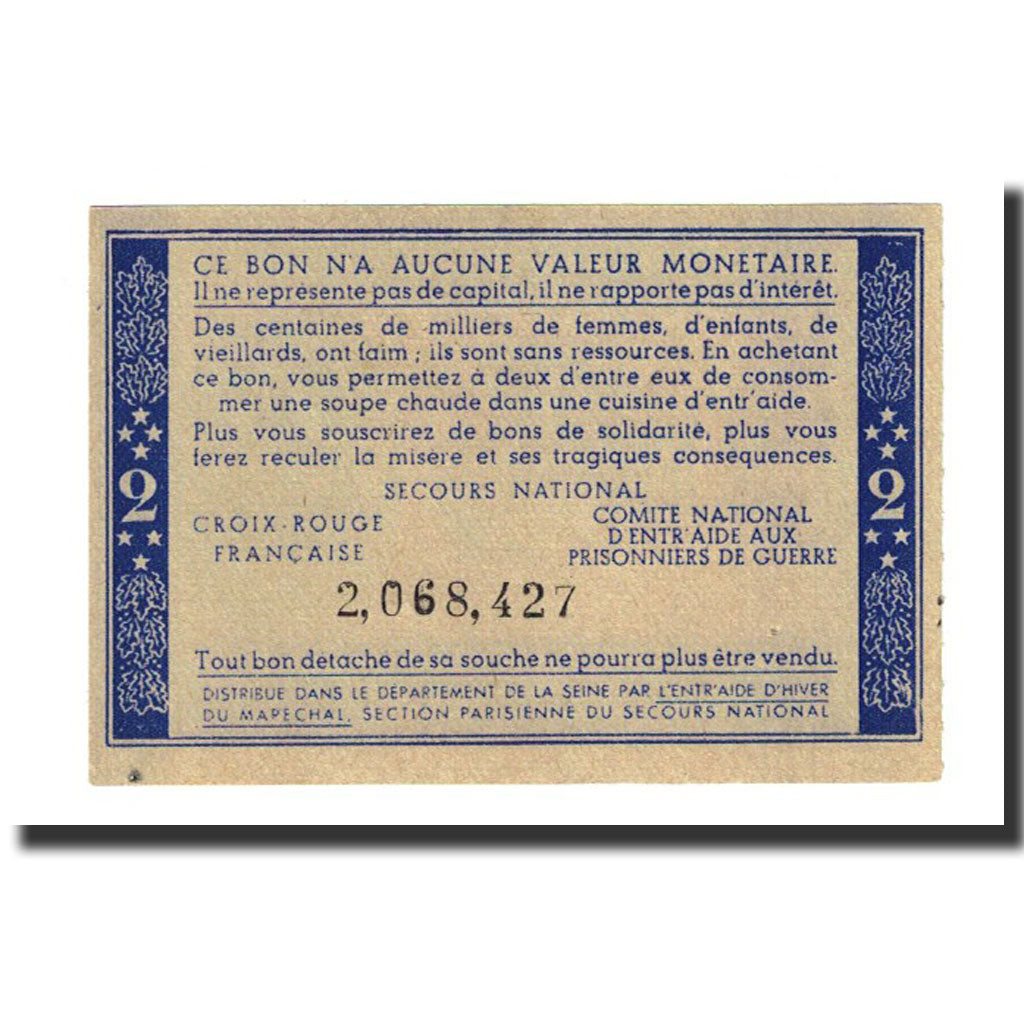 France, Comité National, 2 Francs, Undated, SPL+