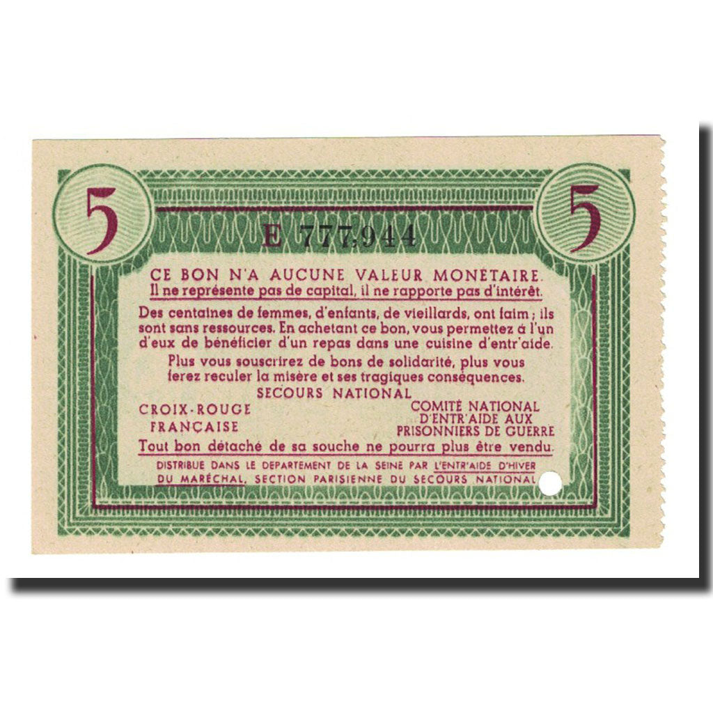 5 Francs, Undated, France, UNC(65-70), Comité National