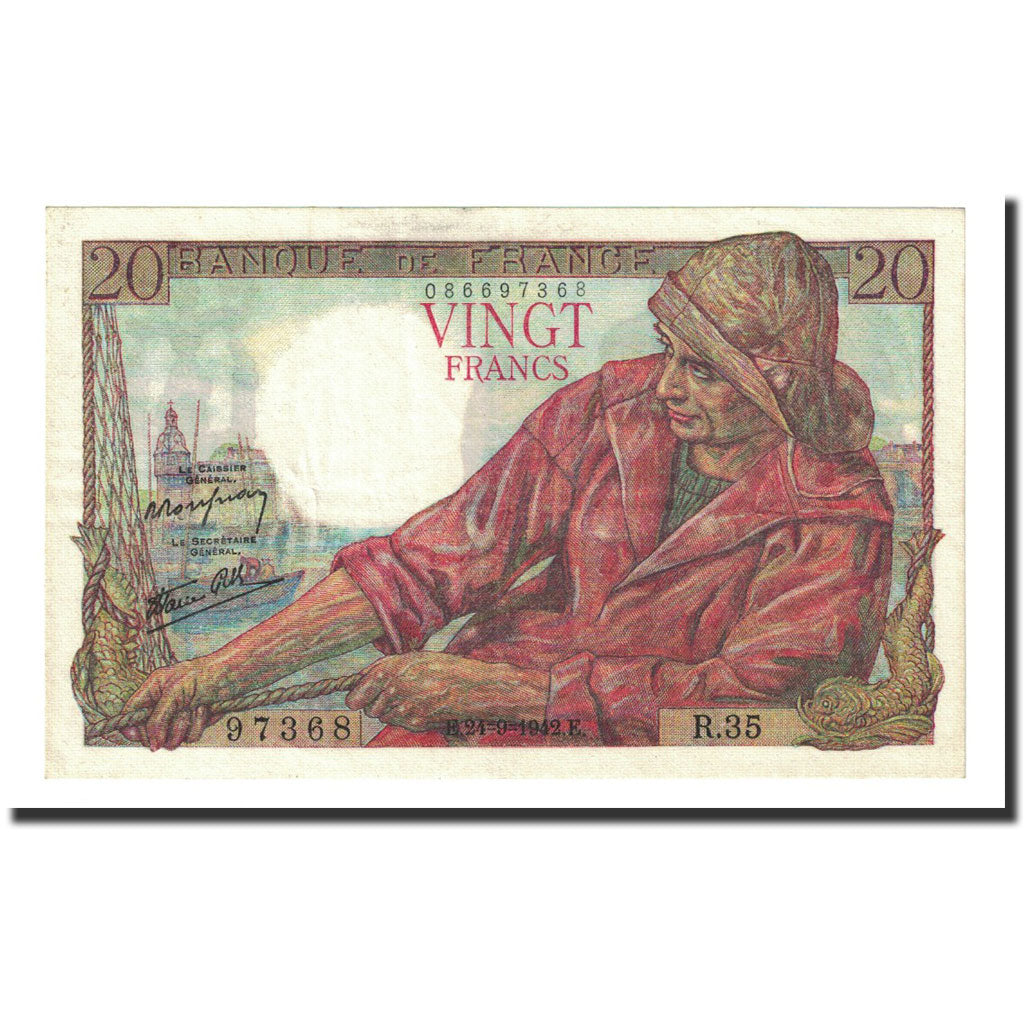 Frankreich, 20 Francs, 1942-09-24, VZ, Fayette:13.3, KM:100a