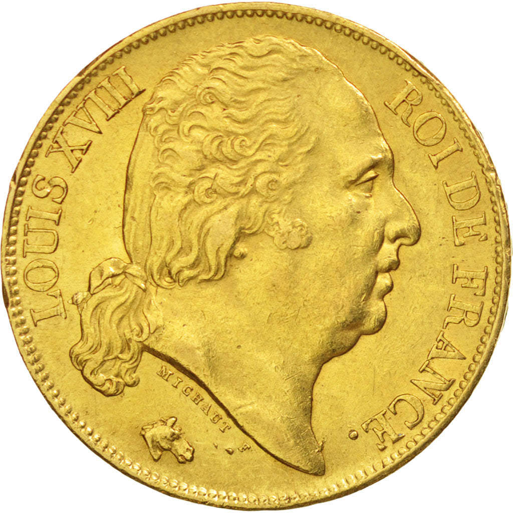 Frankreich, Louis XVIII, 20 Francs, 1817, Paris, AU(55-58), Gold, KM 712.1