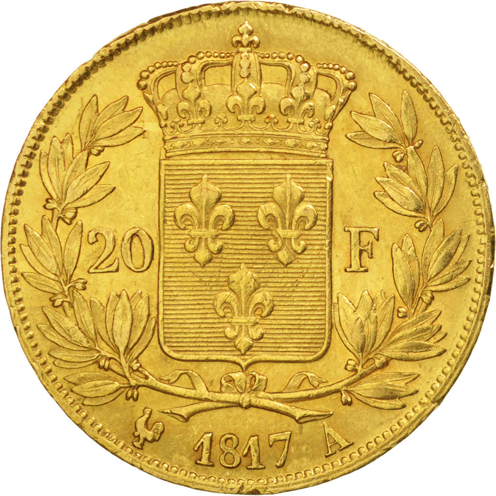 Frankreich, Louis XVIII, 20 Francs, 1817, Paris, AU(55-58), Gold, KM 712.1