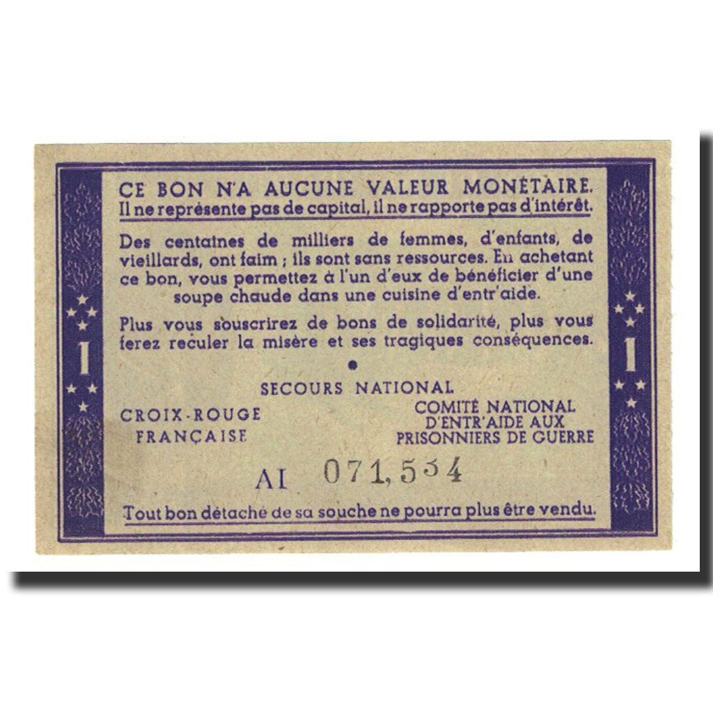 Frankreich, Secours National, 1 Franc, Undated, UNZ-