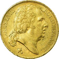 Moneta, Francia, Louis XVIII, Louis XVIII, 20 Francs, 1819, Paris, BB+, Oro