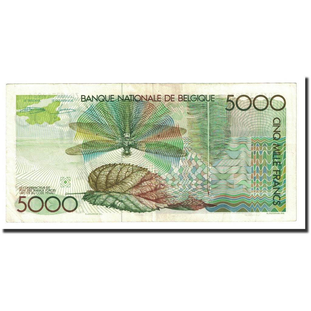 Banknote, Belgium, 5000 Francs, UNDATED (1982-1992), KM:145a, EF(40-45)