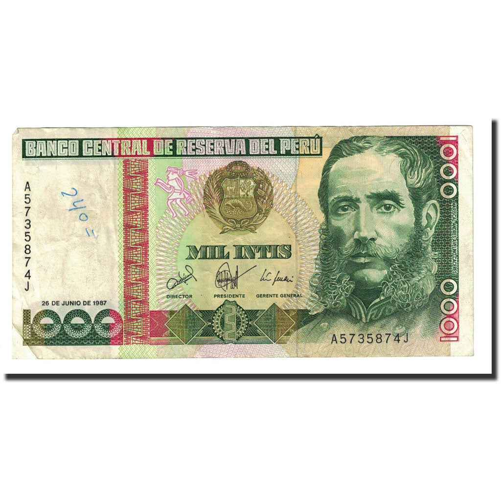 Banknote, Peru, 1000 Intis, 1987-06-26, KM:136b, VF(20-25)