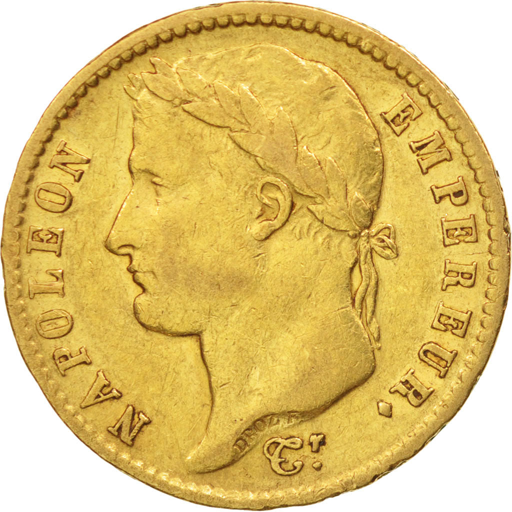 France, 20 Francs, 1813, Paris, EF(40-45), Gold, KM:695.1, Gadoury:1025