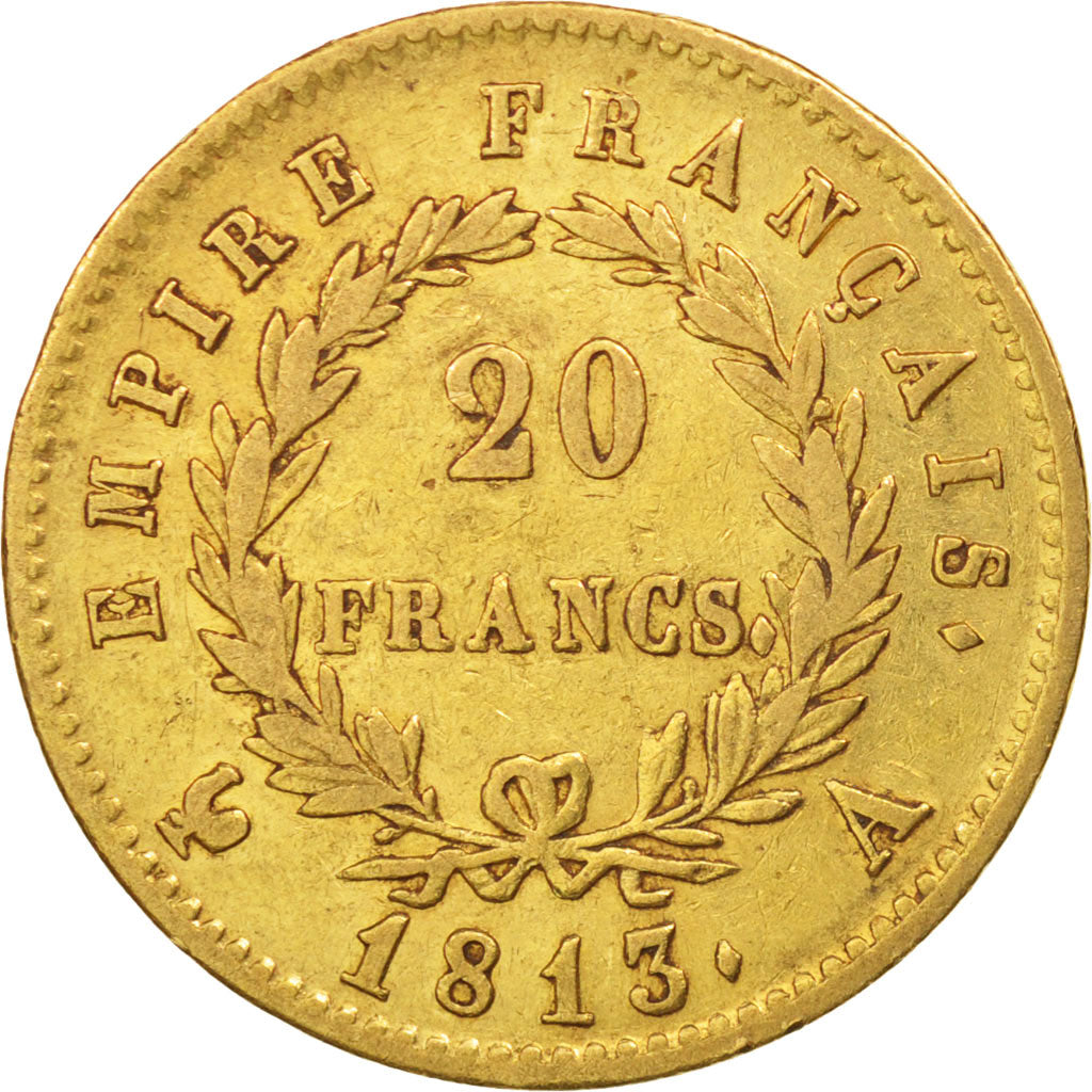 France, 20 Francs, 1813, Paris, EF(40-45), Gold, KM:695.1, Gadoury:1025