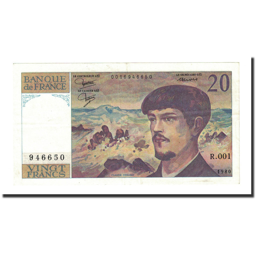 France, 20 Francs, 20 F 1980-1997 ''Debussy'', 1980, UNC(63), Fayette:66.1