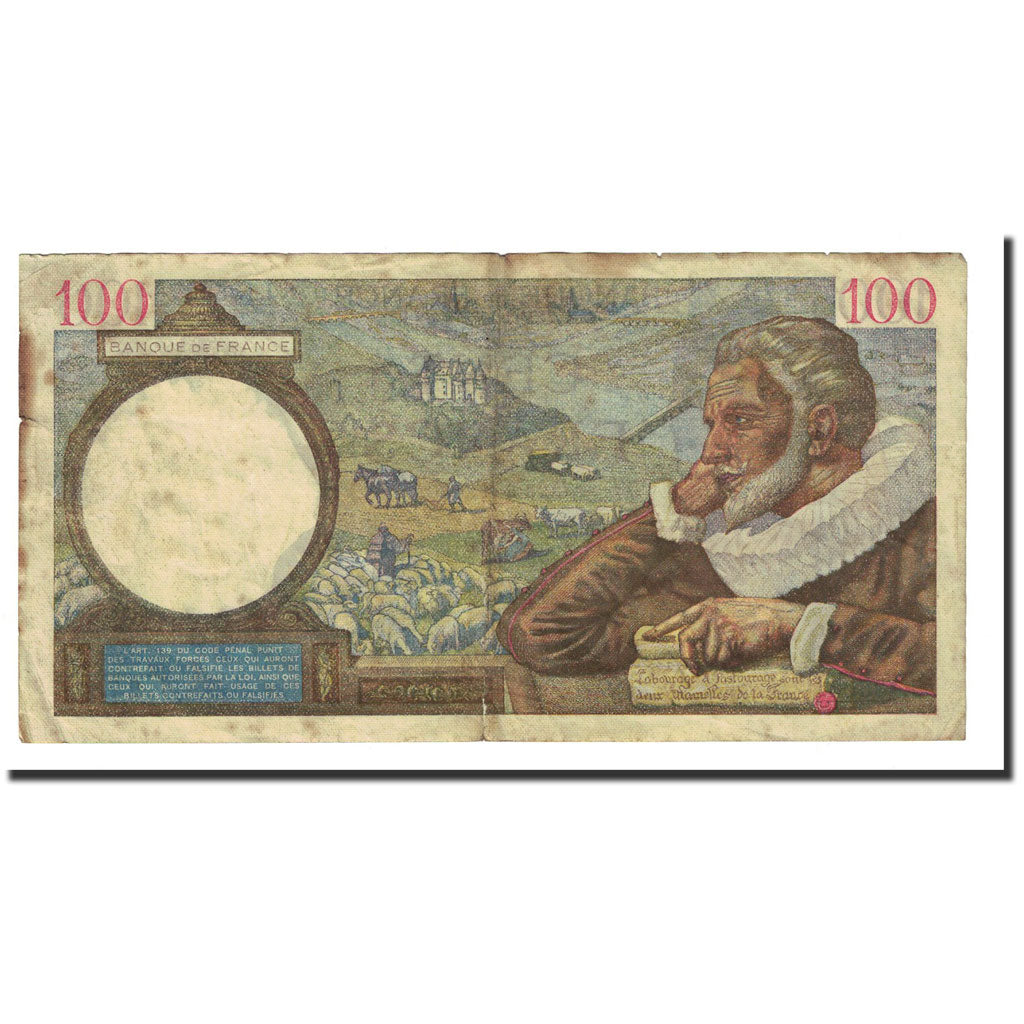 France, 100 Francs, 100 F 1939-1942 ''Sully'', 1940-08-08, VF(20-25)