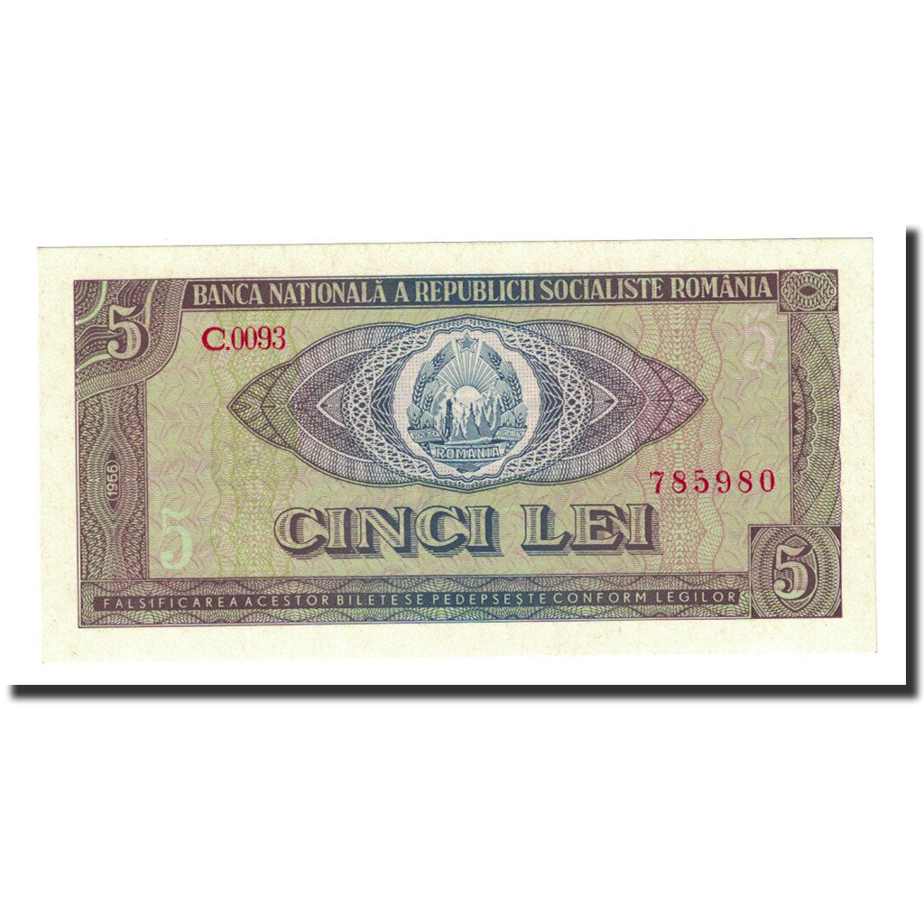 Banconote, Romania, 5 Lei, 1966, KM:93a, FDS