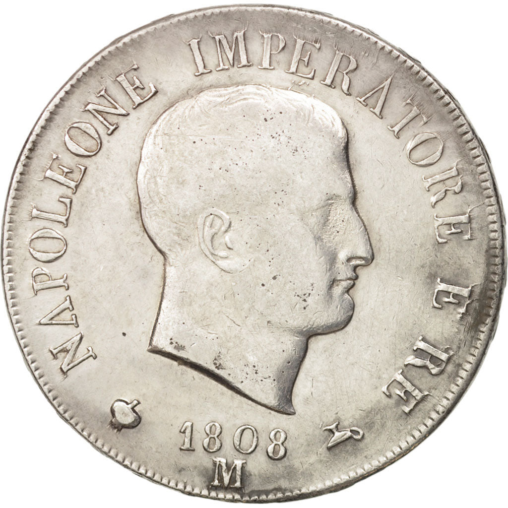 Italien Staaten, Napoleon Ist, 5 Lire, 1808, Milan, EF(40-45), Silver, KM:10.1