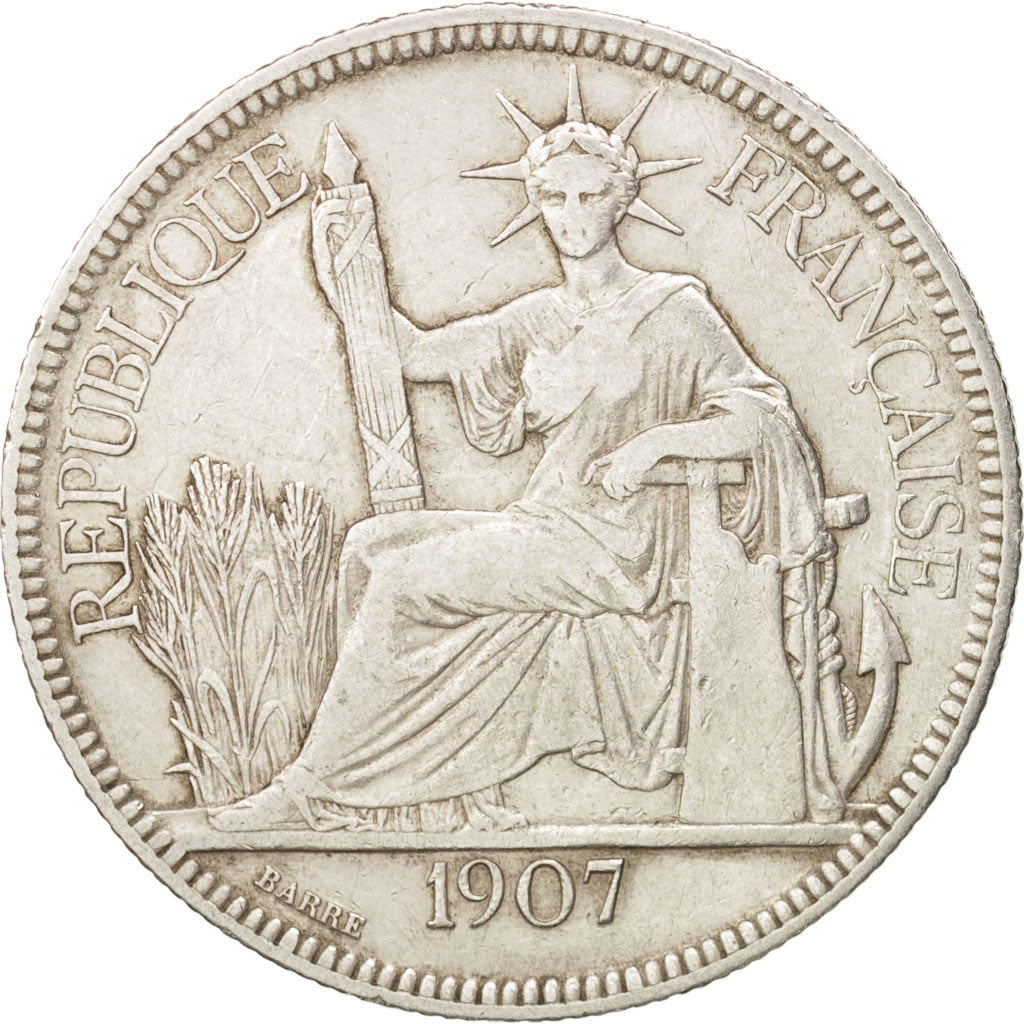 Piastre, 1907, Paris, VF(30-35), Silver, KM:5a.1, Lecompte:290