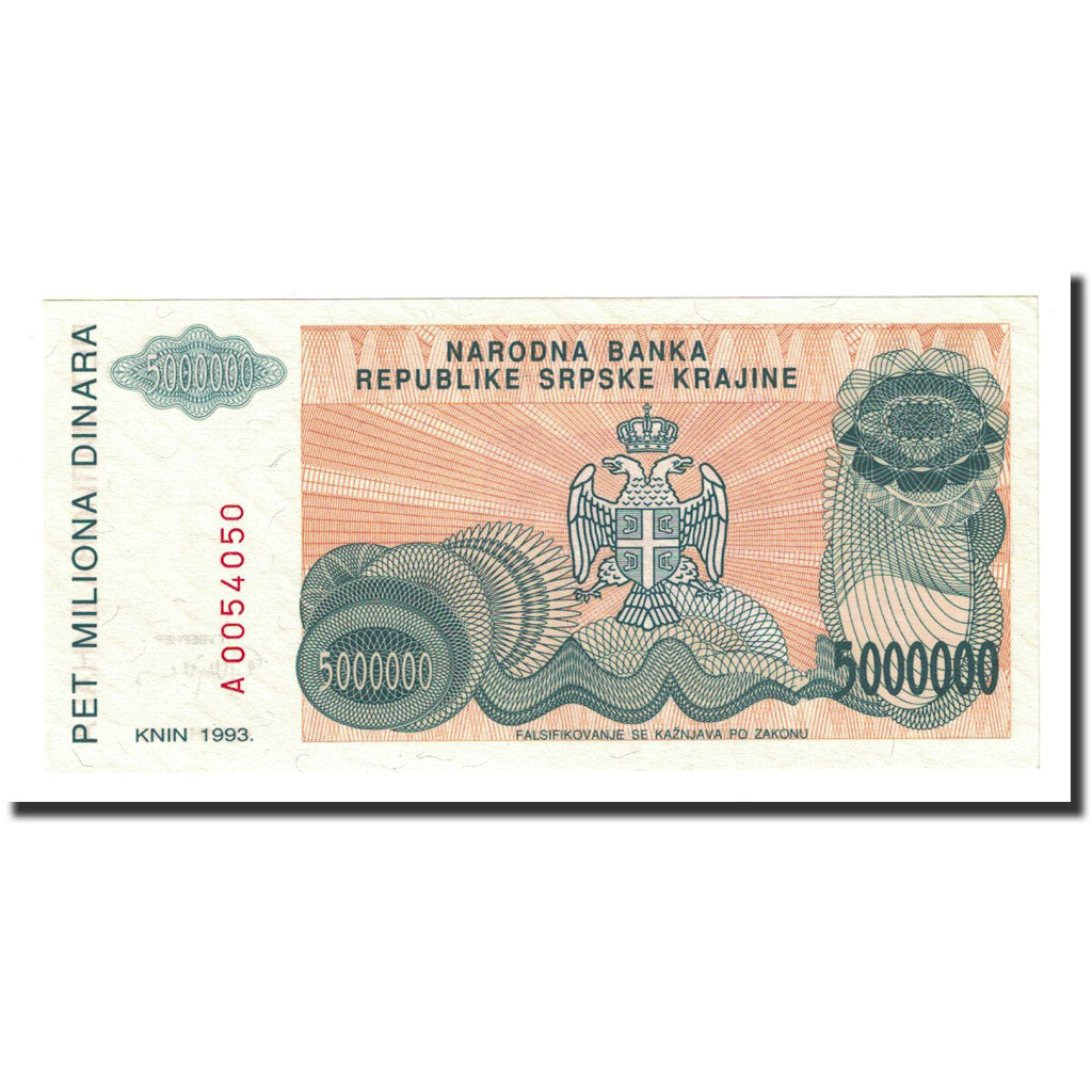 Banknote, Bosnia - Herzegovina, 5 Million Dinara, 1993, KM:143a, UNC(65-70)