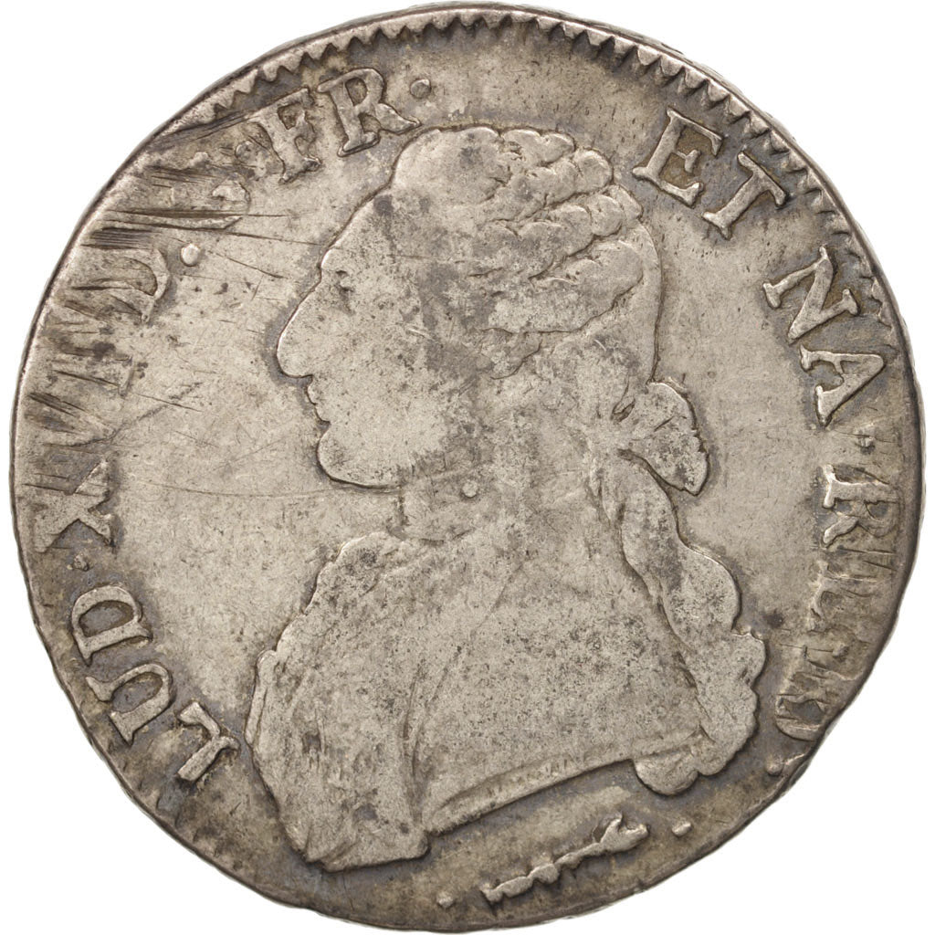 France, Louis XVI, Écu de Béarn aux branches d'olivier, 1778, Pau,TB,Gadoury356a