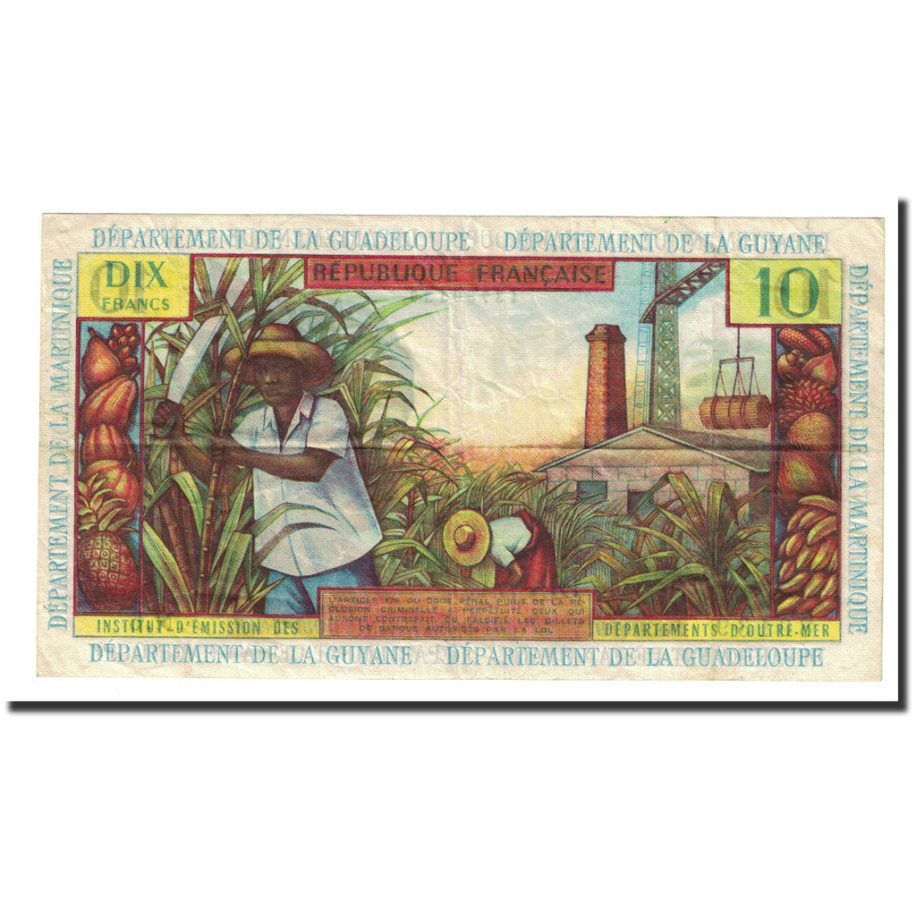 French Antilles, 10 Francs, Undated (1964), EF(40-45), KM:8b
