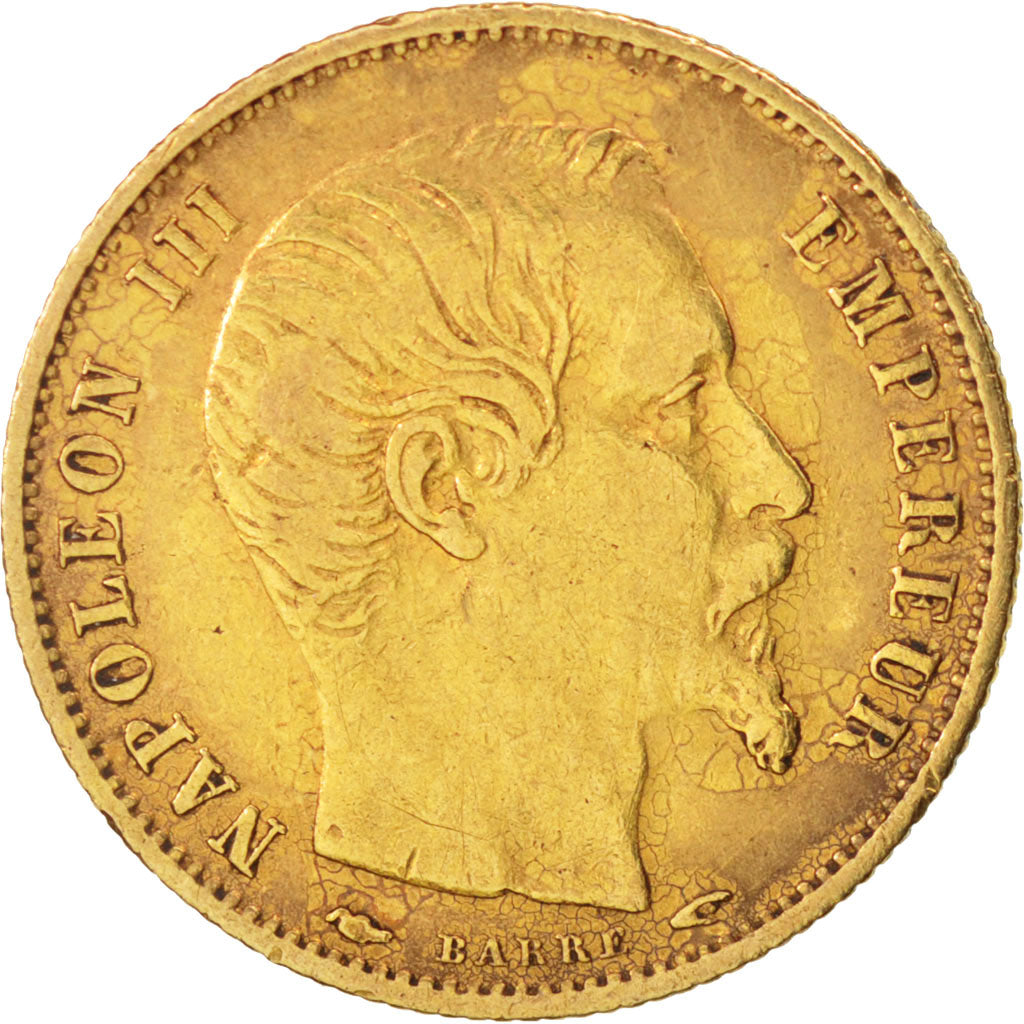 France, 5 Francs, 1854, Paris, VF(30-35), Gold, KM:783, Gadoury:1000