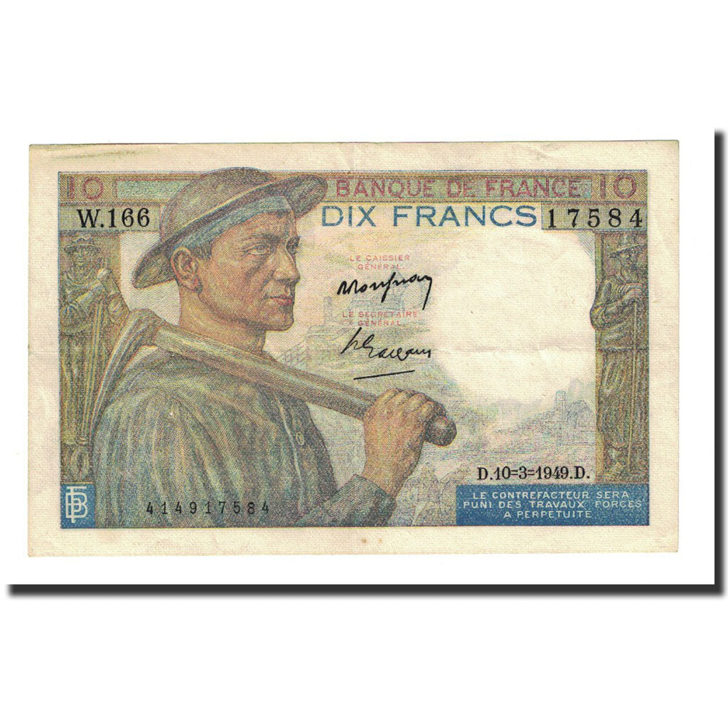 Francia, 10 Francs, 10 F 1941-1949 ''Mineur'', 1949-03-10, BB, Fayette:8.20