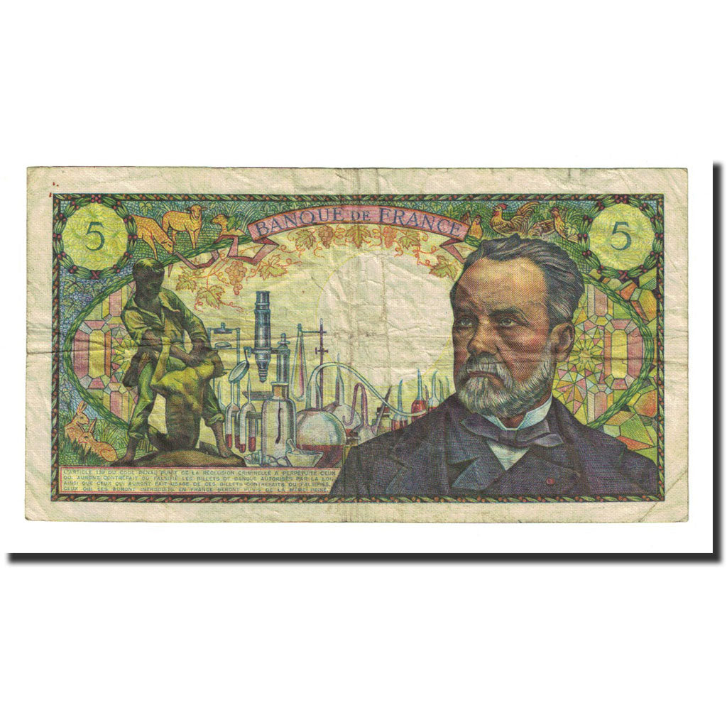 France, 5 Francs, 5 F 1966-1970 ''Pasteur'', 1966-07-07, VF(20-25)