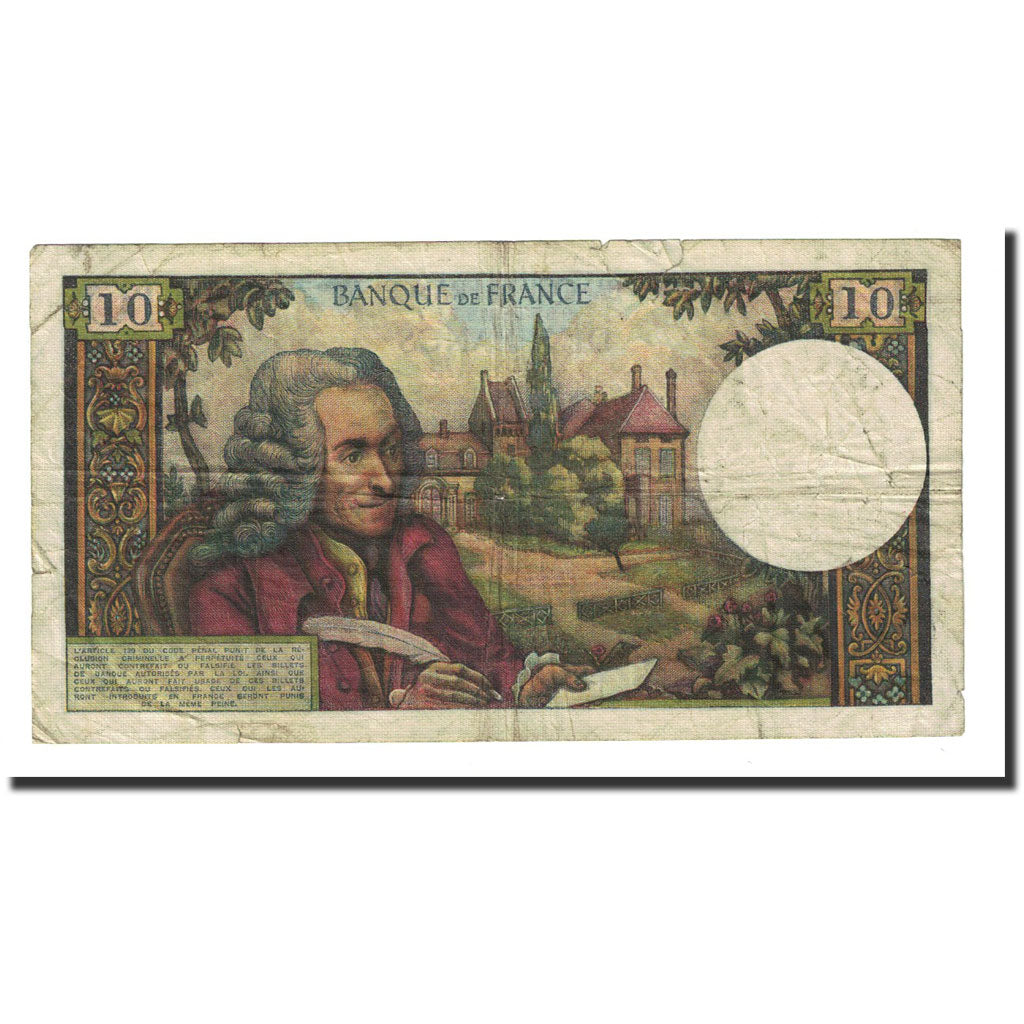 France, 10 Francs, 10 F 1963-1973 ''Voltaire'', 1966-11-04, VF(20-25)