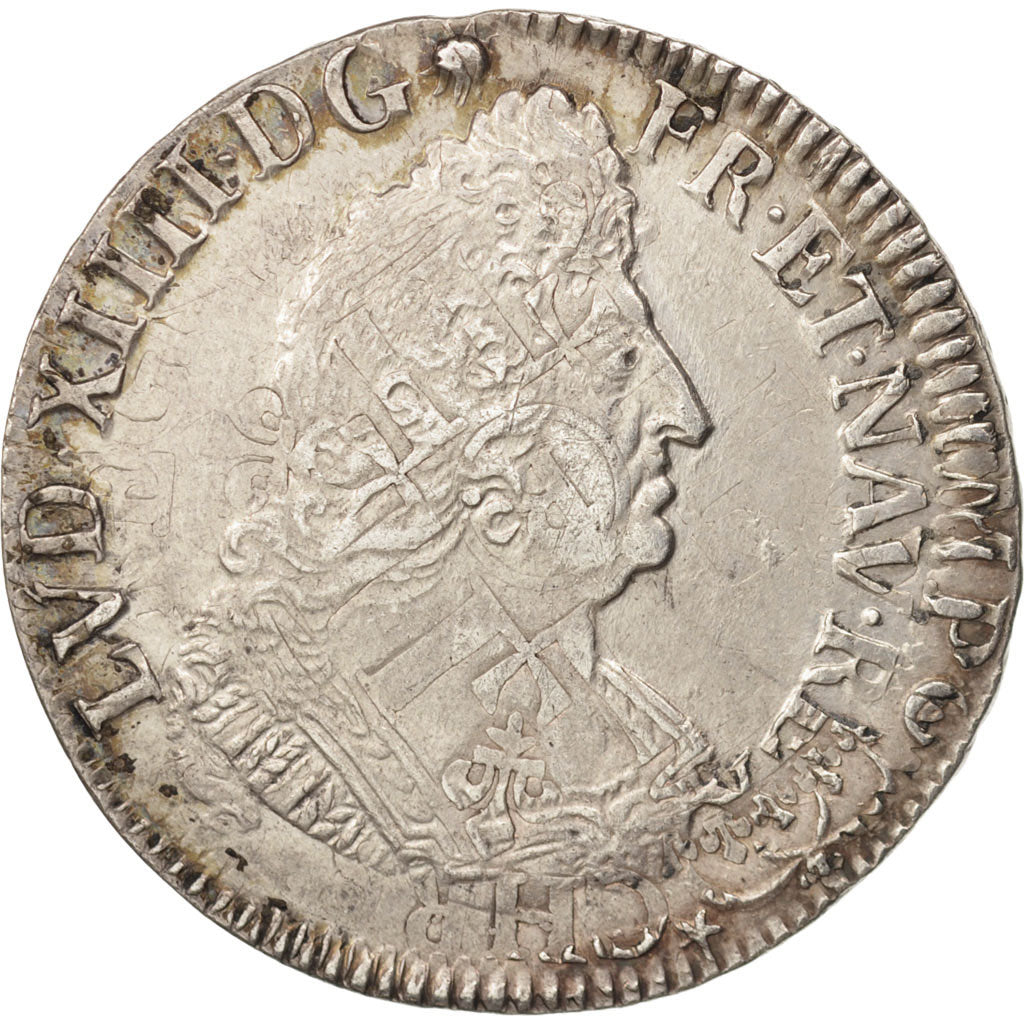 Francia, Louis XIV, 1/2 Écu aux palmes, 1/2 Ecu, 1694, Troyes, BB, Argento,...
