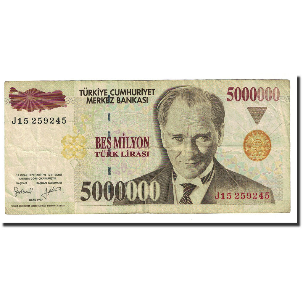 Billet, Turquie, 5,000,000 Lira, L.1970, 1970-10-14, KM:210, TTB