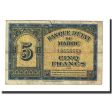 Banknote, Morocco, 5 Francs, 1943-08-01, KM:24, VF(20-25)
