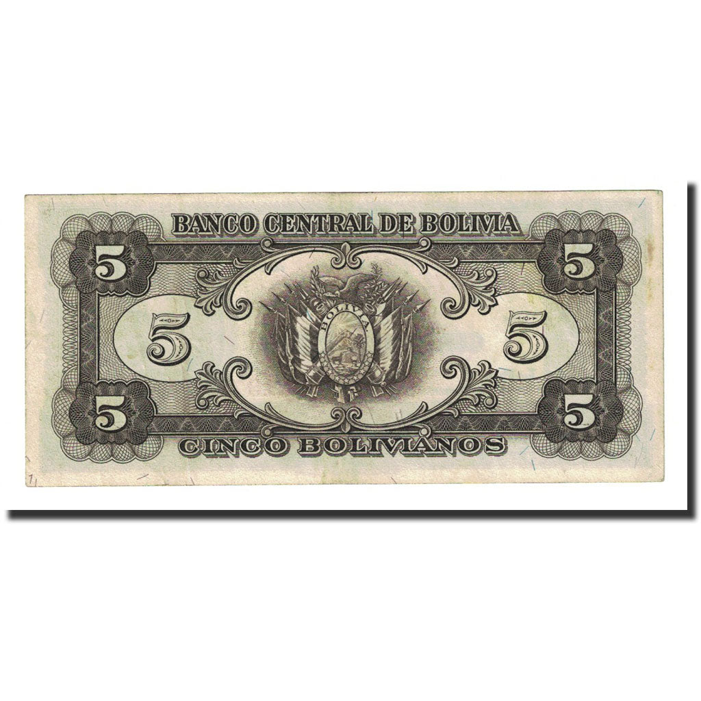 Banknote, Bolivia, 5 Bolivianos, L.1945, 1945-12-20, KM:138a, UNC(65-70)