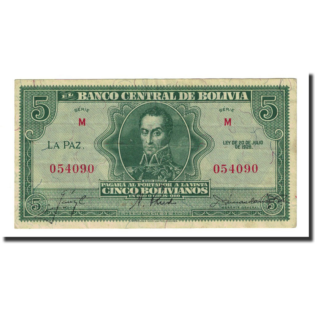 Banknote, Bolivia, 5 Bolivianos, 1928-07-20, KM:129, EF(40-45)