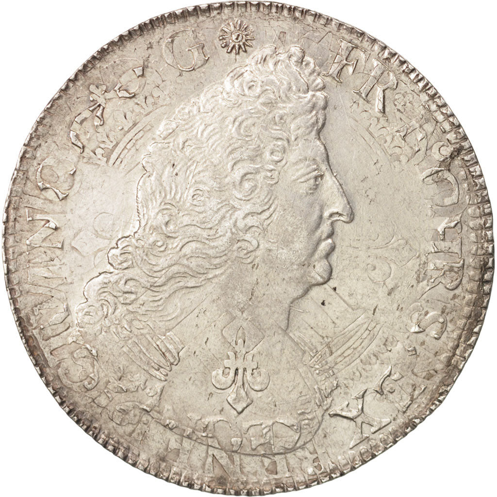 France, Louis XIV, Écu aux palmes, 1694, Paris, AU(50-53), Silver, KM:298.1