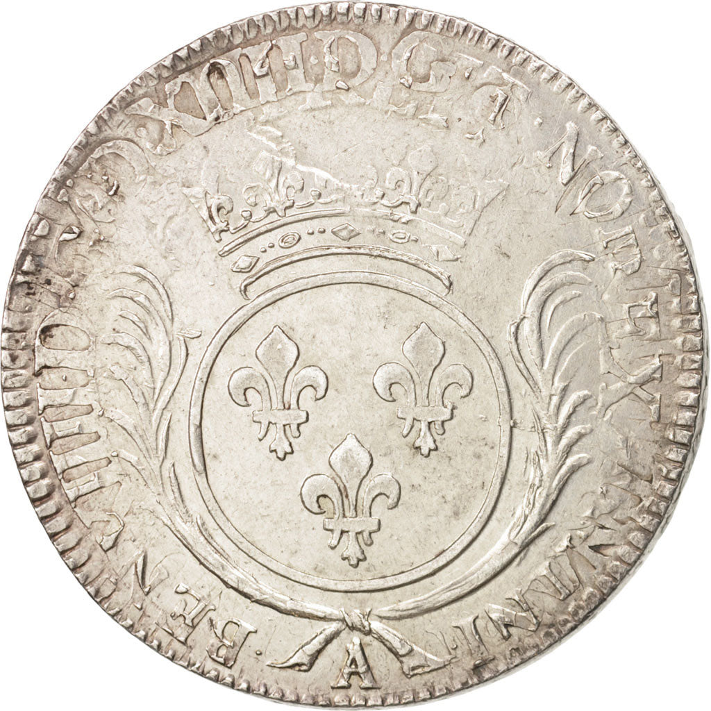 France, Louis XIV, Écu aux palmes, 1694, Paris, AU(50-53), Silver, KM:298.1